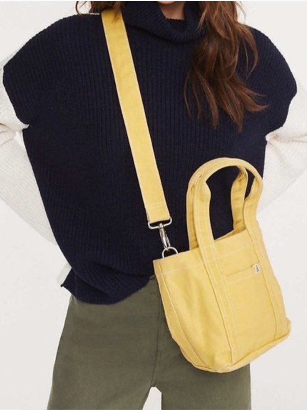 Lou & Grey Yellow Canvas Mini Tote with Adjustable Crossbody Strap